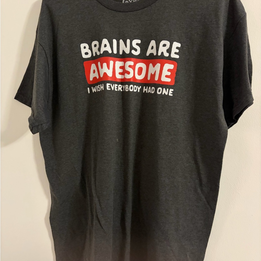 Gray Graphic Tee with Bold Print